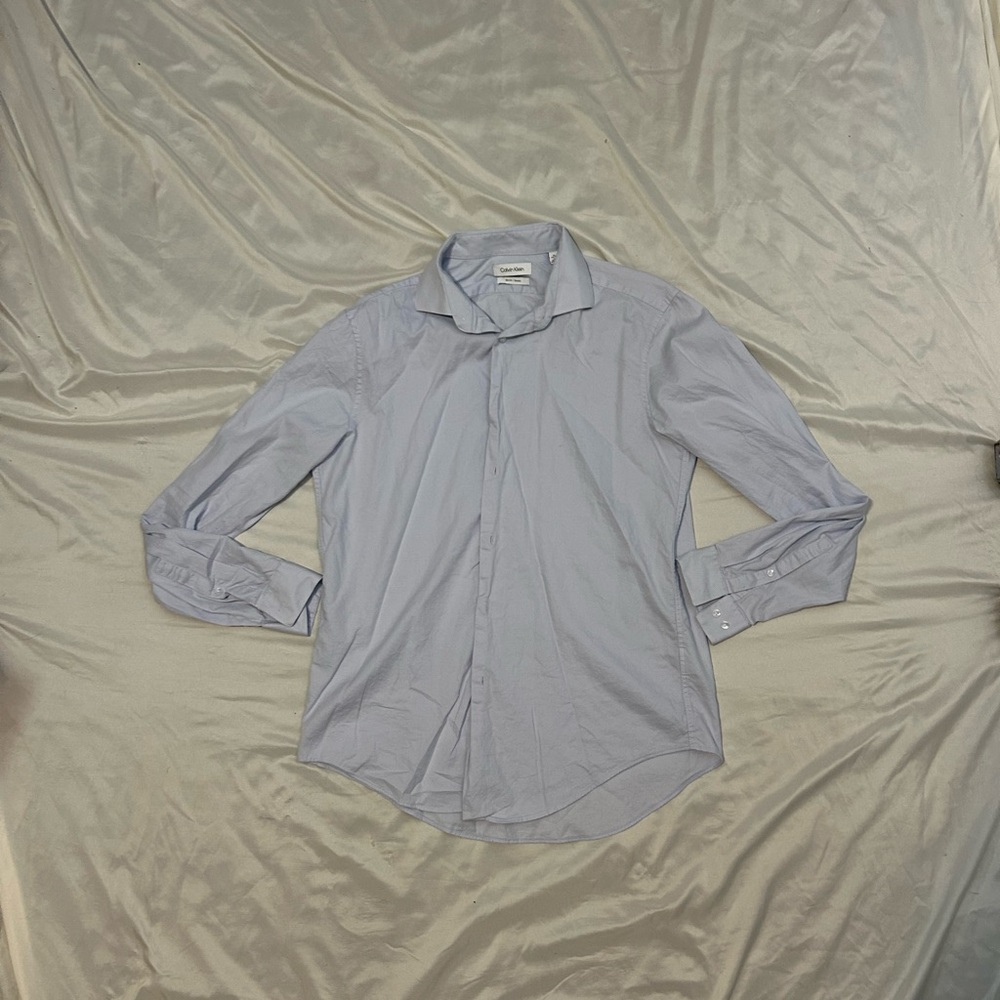 Calvin Klein Men’s Slim Fit Stretch Dress Shirt – Light Blue (16 34/35)